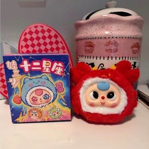 Baby three Red and White Plush crab silly face